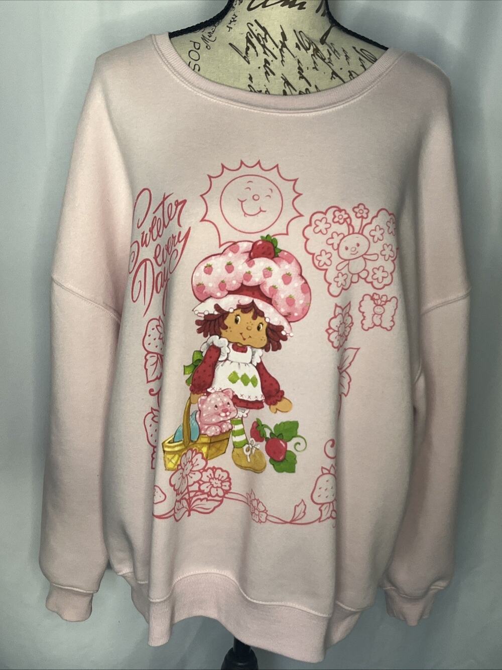Strawberry Shortcake Sweatshirt Pink "Sweeter Every Day" Graphic Women’s XL